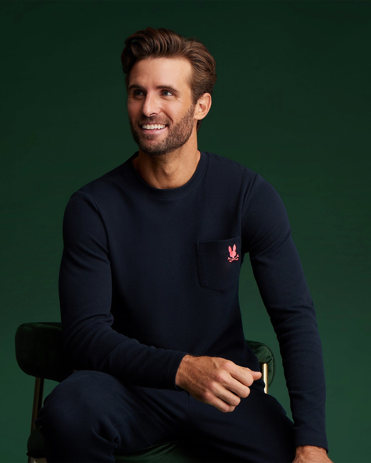 MENS WAFFLE POCKET LONG SLEEVE TEE - B6T672A2CO