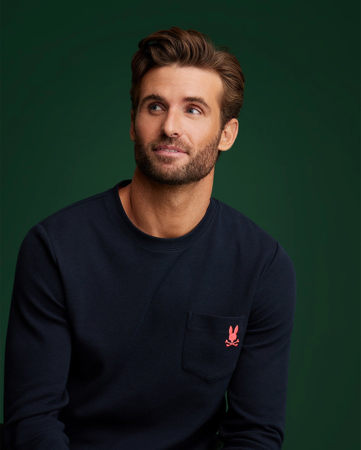 MENS WAFFLE POCKET LONG SLEEVE TEE - B6T672A2CO