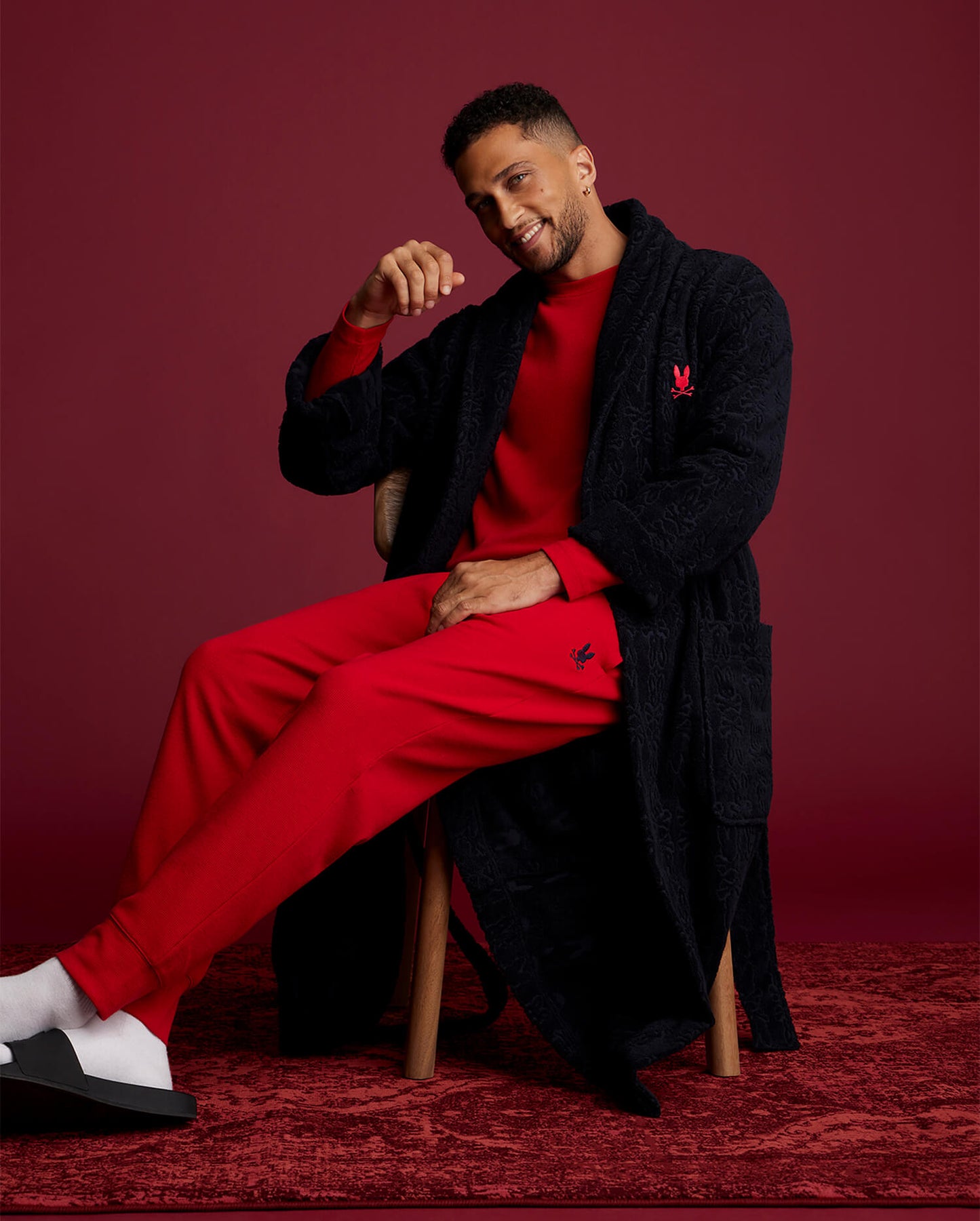 MENS ALL OVER BUNNY EMBOSSED ROBE - B6Y660A2RB