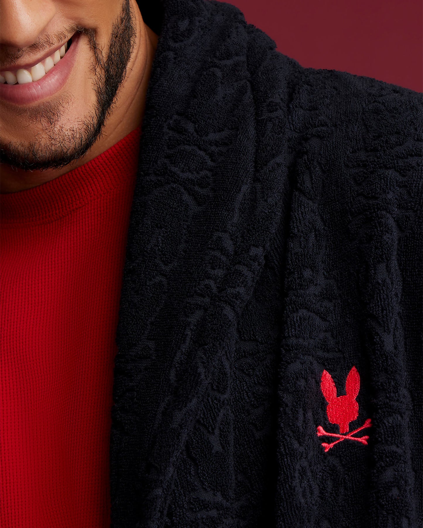 MENS ALL OVER BUNNY EMBOSSED ROBE - B6Y660A2RB