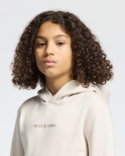 Kids | Kids' Nora Classic French Terry Hoodie in white by Psycho Bunny, featuring a cozy fit, minimalist design, and embroidered logo for a timeless, stylish look.