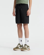 Teen | Kids' Black French terry sweatshorts with a soft feel, elastic waistband, and side pockets for comfort.
