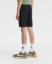 Teen | Kids' Black French terry sweatshorts with a soft feel, elastic waistband, and side pockets for comfort.
