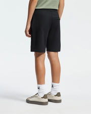 Kids | Kids' Black French terry sweatshorts with a soft feel, elastic waistband, and side pockets for comfort.