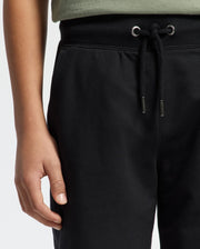 Kids | Kids' Black French terry sweatshorts with a soft feel, elastic waistband, and side pockets for comfort.
