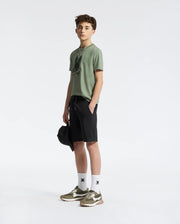 Teen | Kids' Black French terry sweatshorts with a soft feel, elastic waistband, and side pockets for comfort.