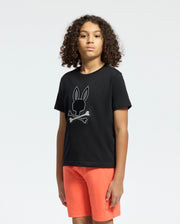 Kids | Kids' New Castle Embroidered Graphic Tee by Psycho Bunny, featuring a bold embroidered logo on soft cotton for a stylish and comfortable fit.