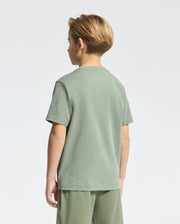 Kids | Kids' New Castle Embroidered Graphic Tee in green by Psycho Bunny, featuring a bold embroidered logo for a stylish, standout look.