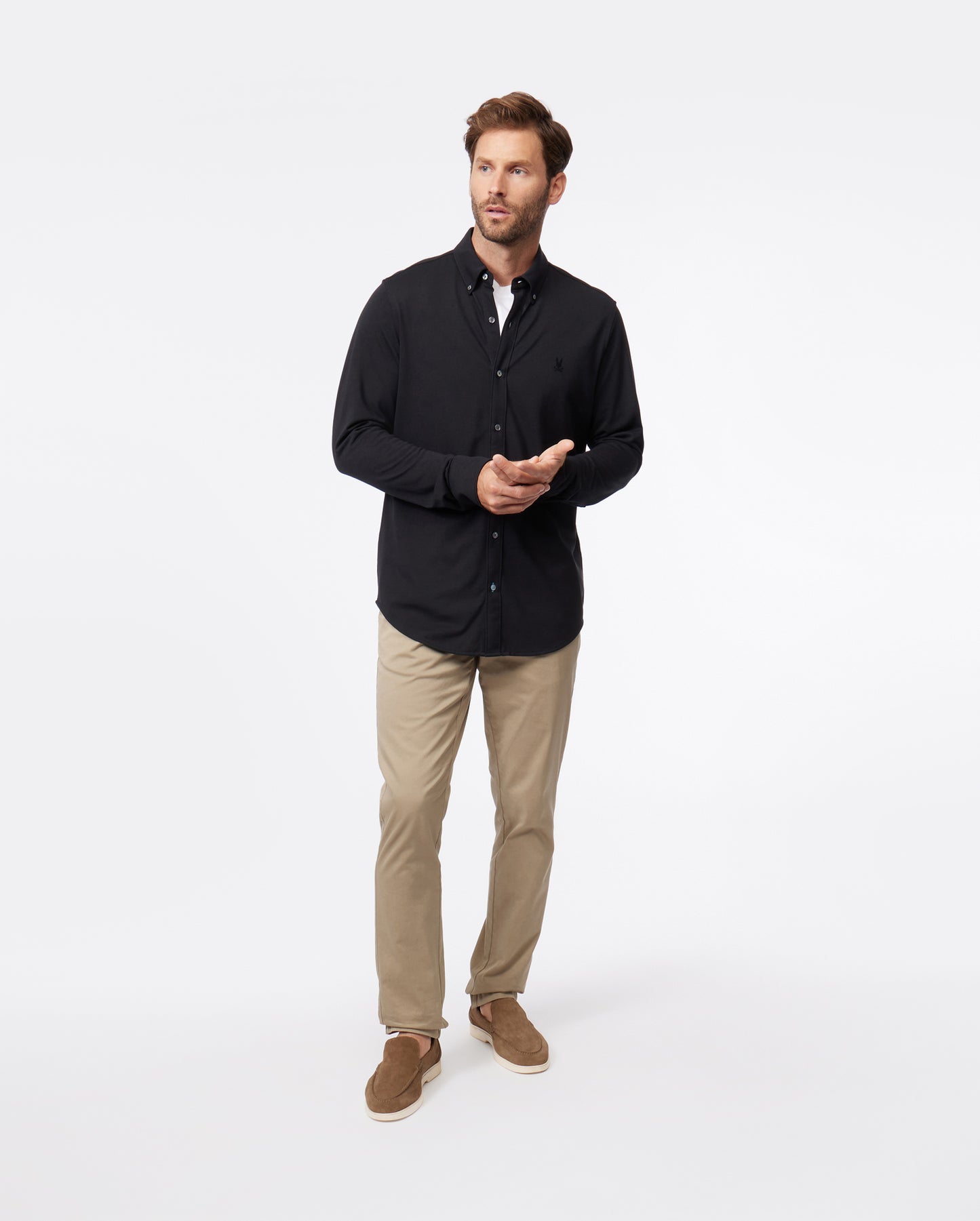 MENS ASTOR LONG SLEEVE COTTON PIQUE OXFORD SHIRT - B6C821U1PC