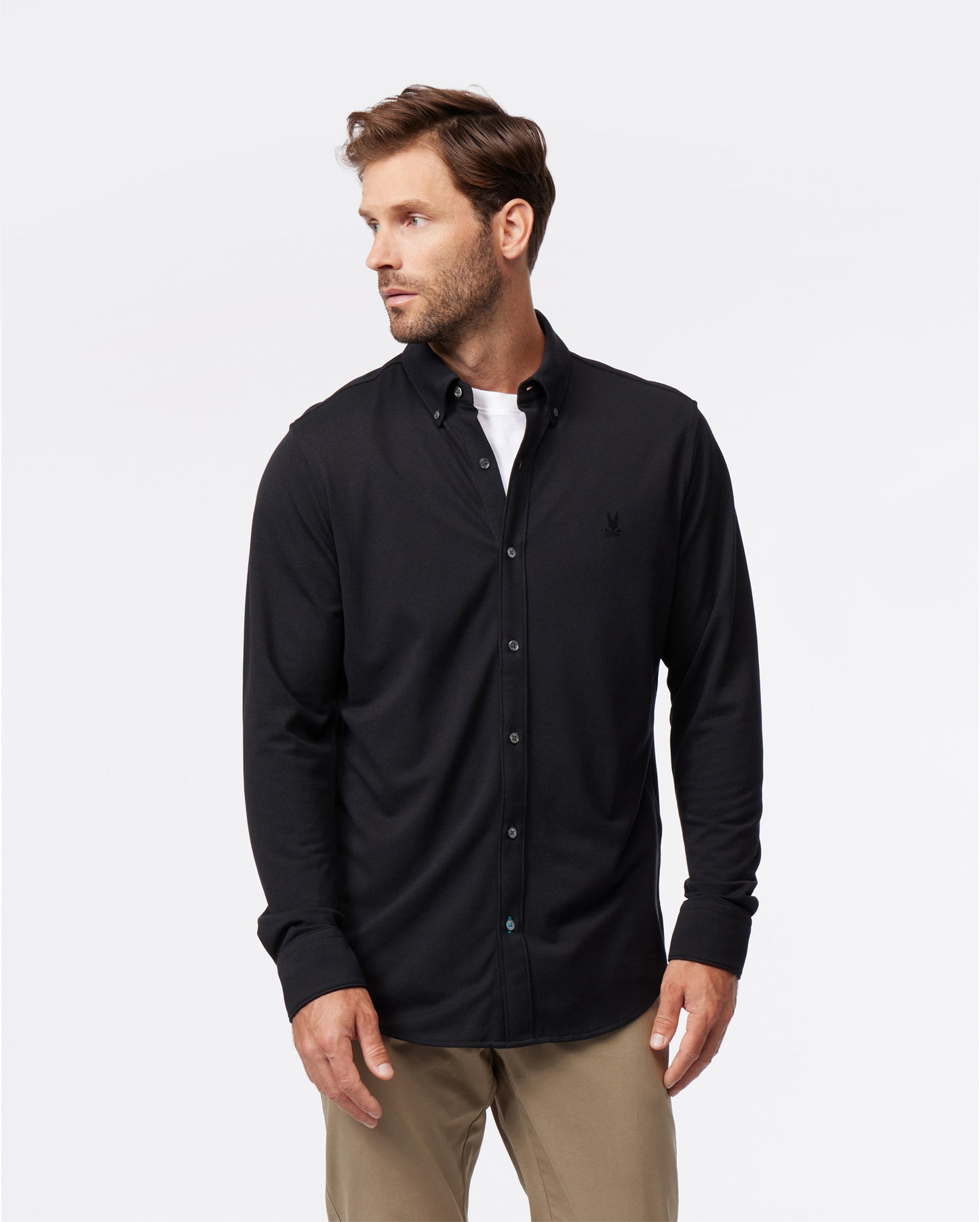MENS ASTOR LONG SLEEVE COTTON PIQUE OXFORD SHIRT - B6C821U1PC