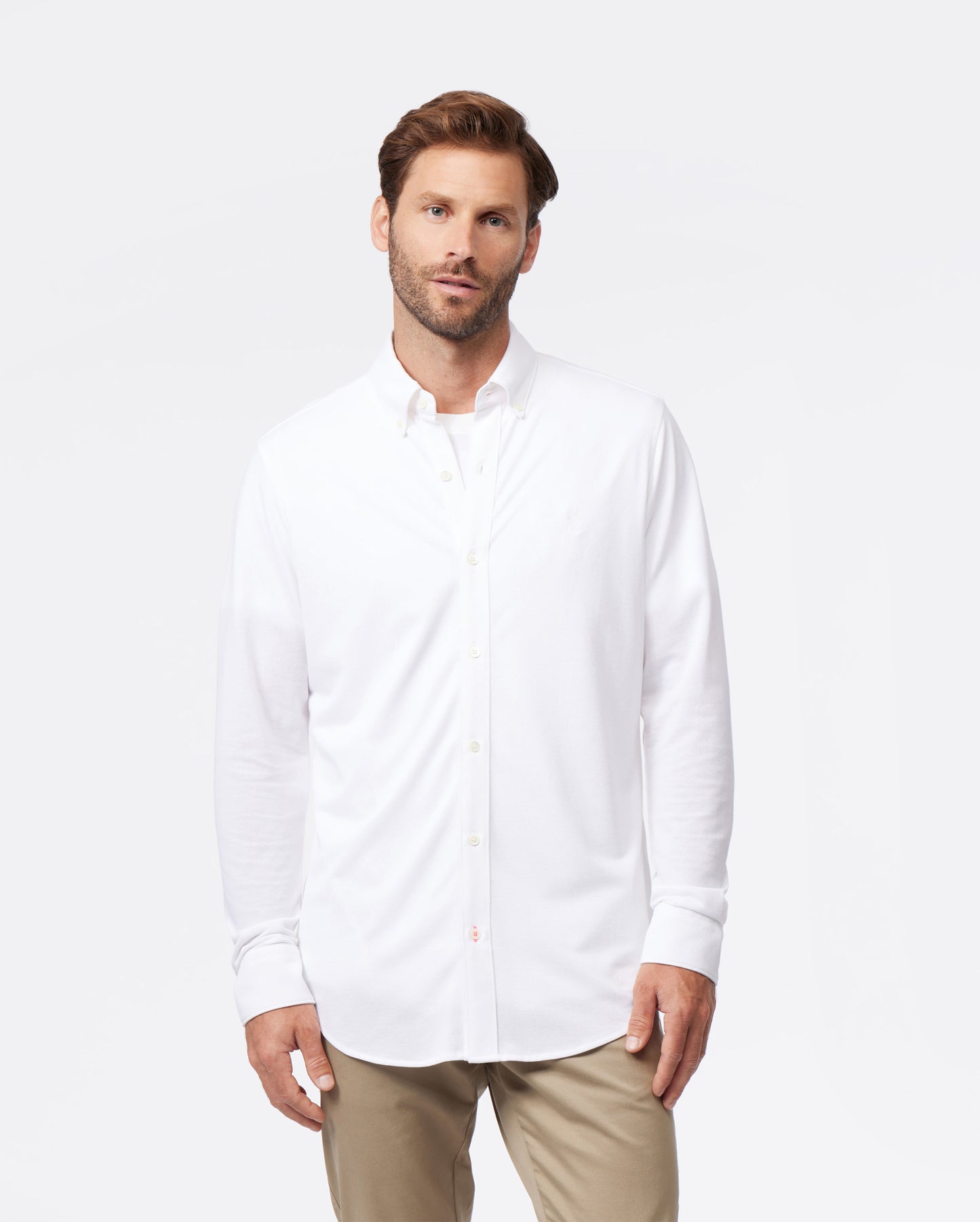 MENS ASTOR LONG SLEEVE COTTON PIQUE OXFORD SHIRT - B6C821U1PC