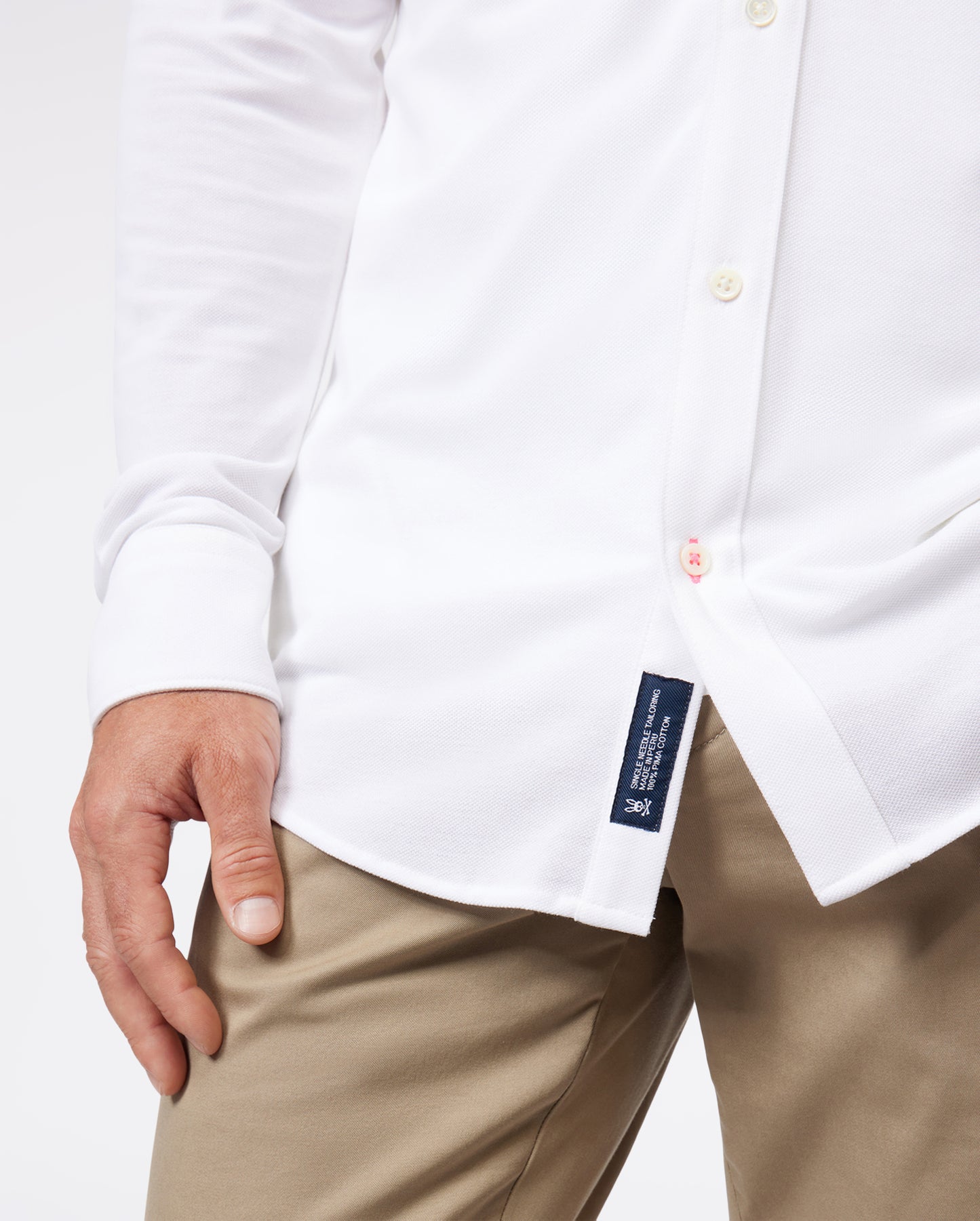 MENS ASTOR LONG SLEEVE COTTON PIQUE OXFORD SHIRT - B6C821U1PC