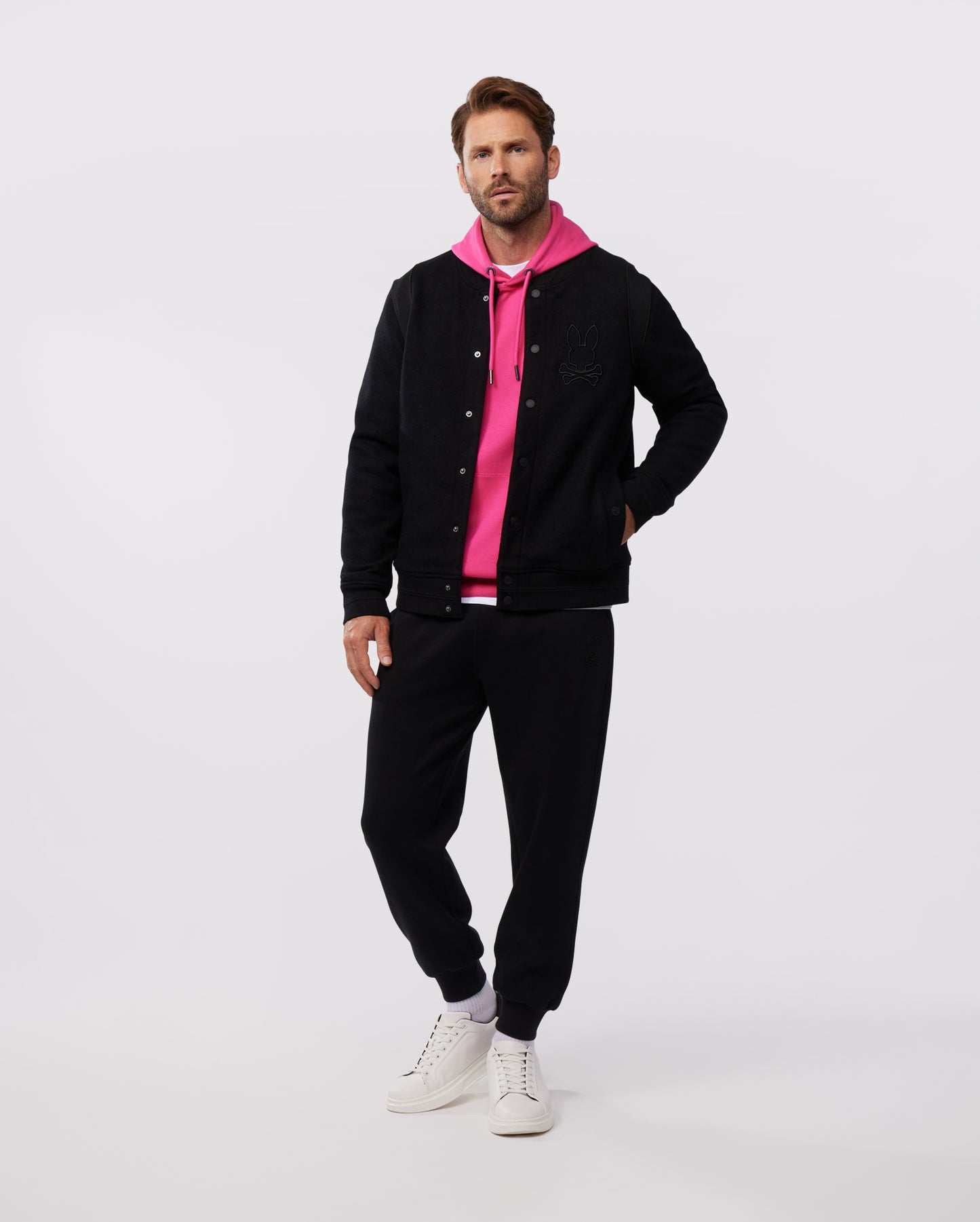 MENS OUTLINE KNIT BOMBER JACKET - B6J457Z1OW