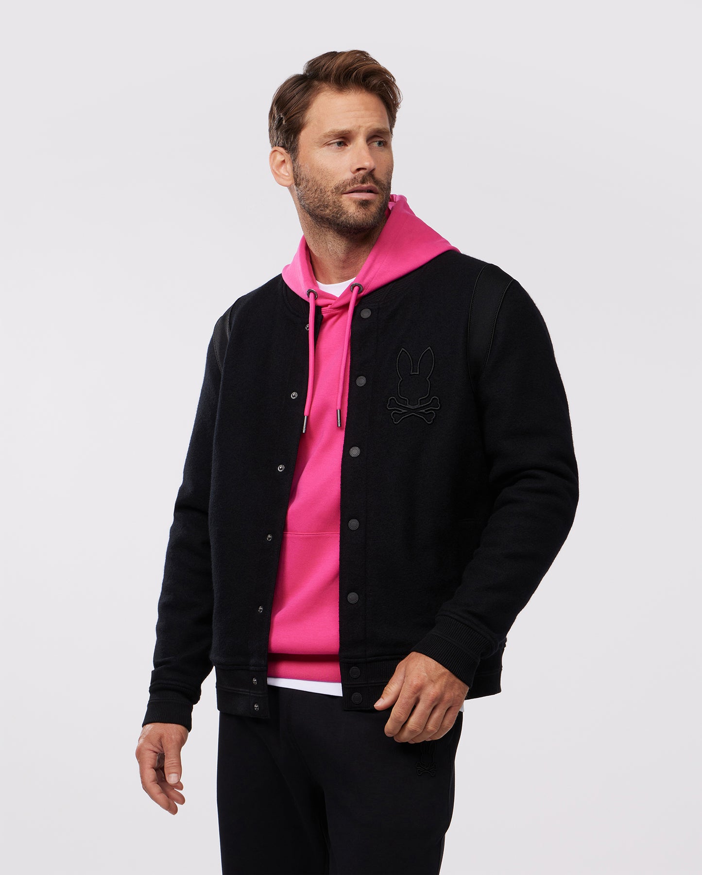 MENS OUTLINE KNIT BOMBER JACKET - B6J457Z1OW
