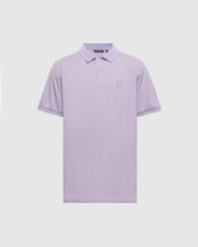 The Psycho Bunny MENS JAMES PIQUE POLO (B6K945D200) is a lavender slim fit short-sleeve shirt made from durable Pima cotton, featuring a collar, two buttons, and an embroidered chest logo for a classic yet simple look.
