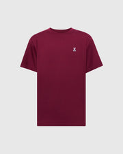 The Psycho Bunny Men's Classic Crew Neck Tee (B6U014Z1PC) is a maroon Pima cotton shirt with a small white logo on the left chest.