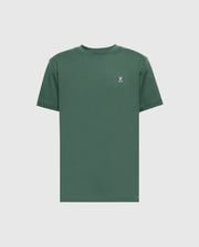 The Psycho Bunny MENS CLASSIC CREW NECK TEE (B6U014F200) is a plain green pima cotton shirt with a small white embroidered logo on the left chest, shown on a light gray background.