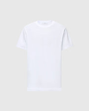 On a plain light gray background, the MENS TAYLOR PIQUE TEE by Psycho Bunny is a white short-sleeve crew neck t-shirt made from lightweight Pima cotton with a regular fit and features a subtle embroidered Bunny logo on the left chest.
