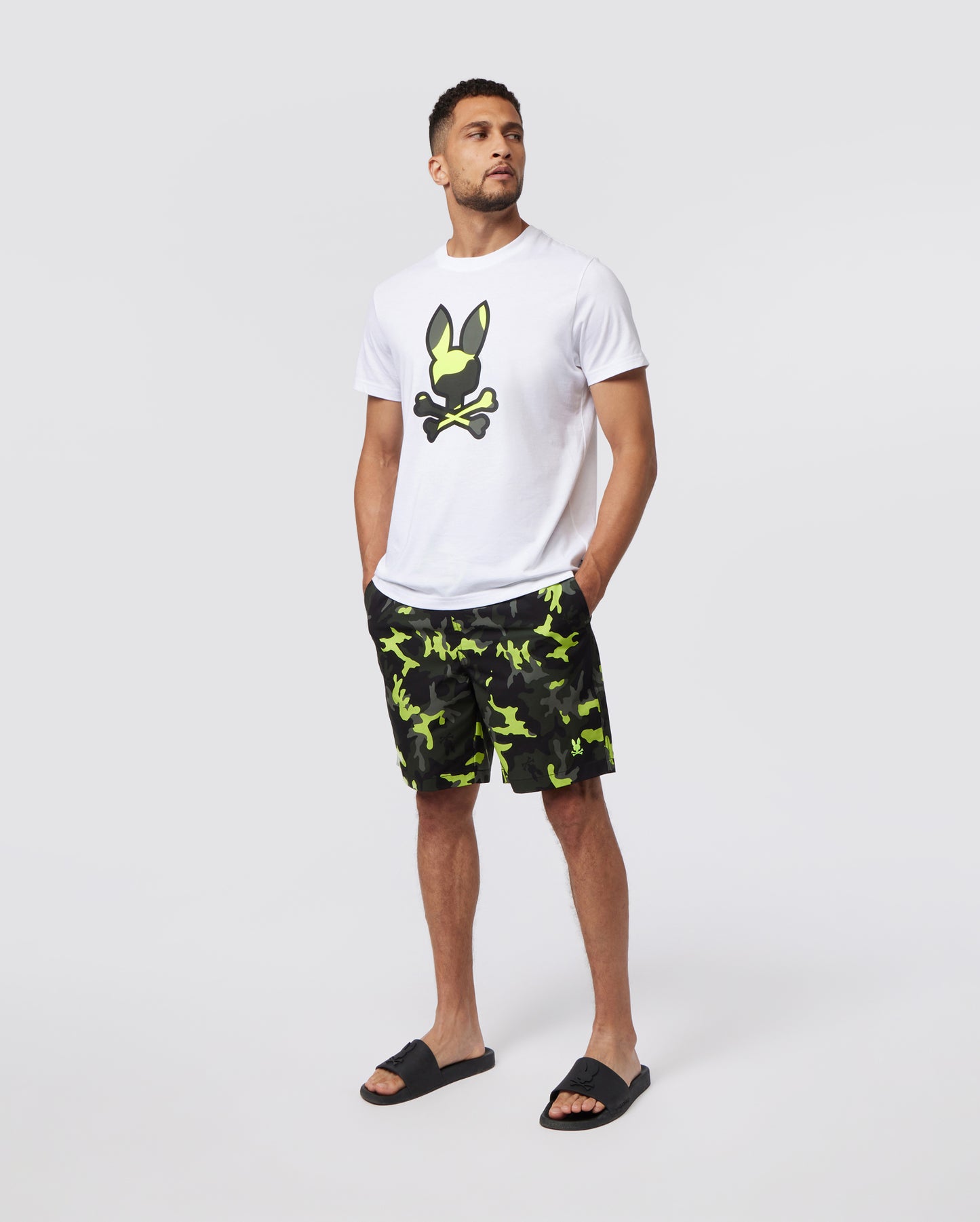 MENS PLANO CAMO PRINT LONG SWIM TRUNK - B6W376Z1PO