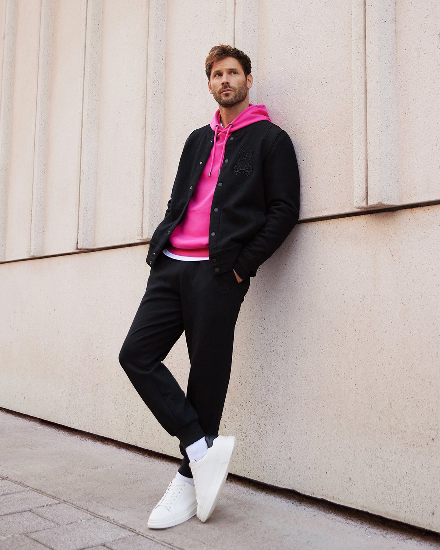 MENS OUTLINE KNIT BOMBER JACKET - B6J457Z1OW