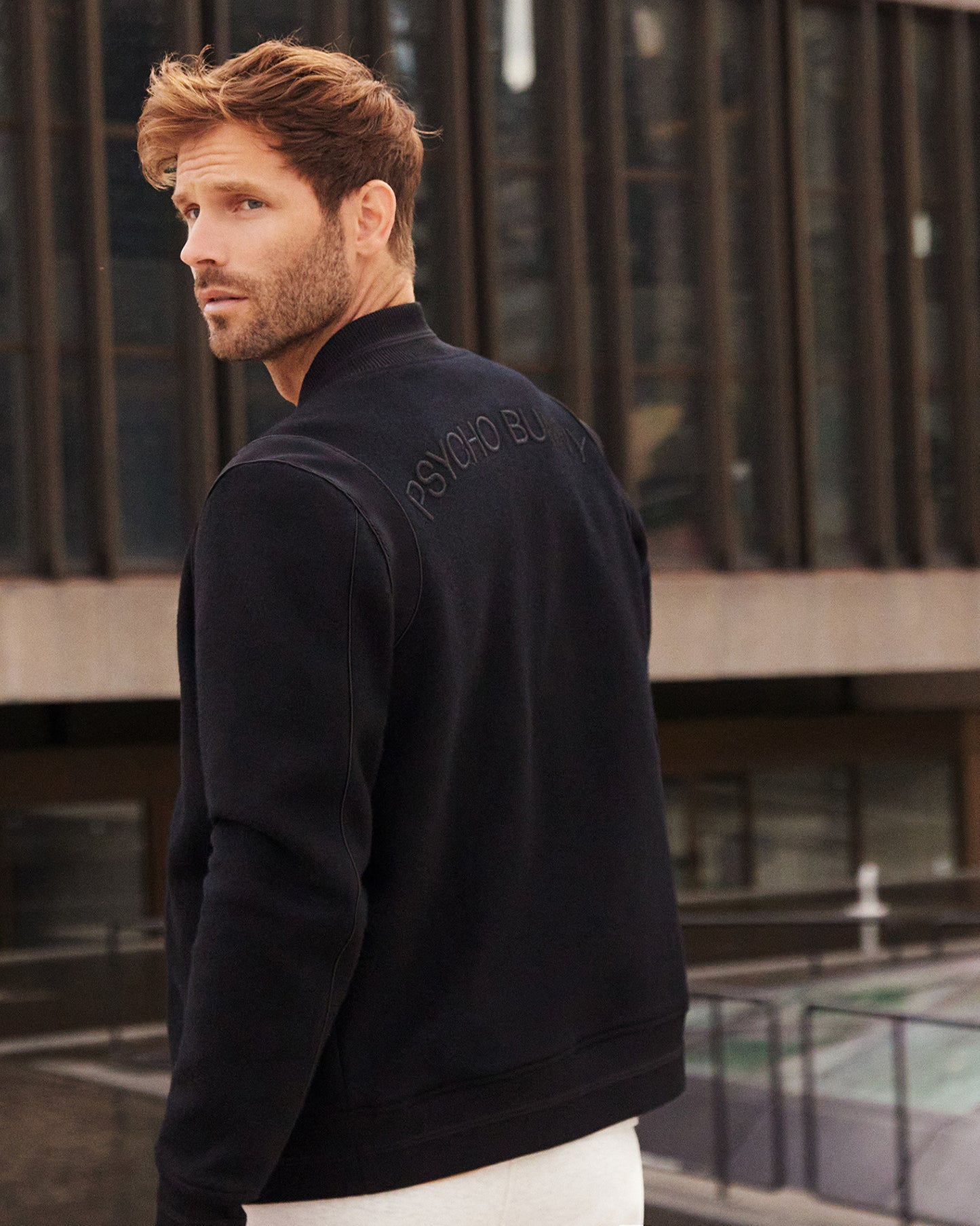MENS OUTLINE KNIT BOMBER JACKET - B6J457Z1OW