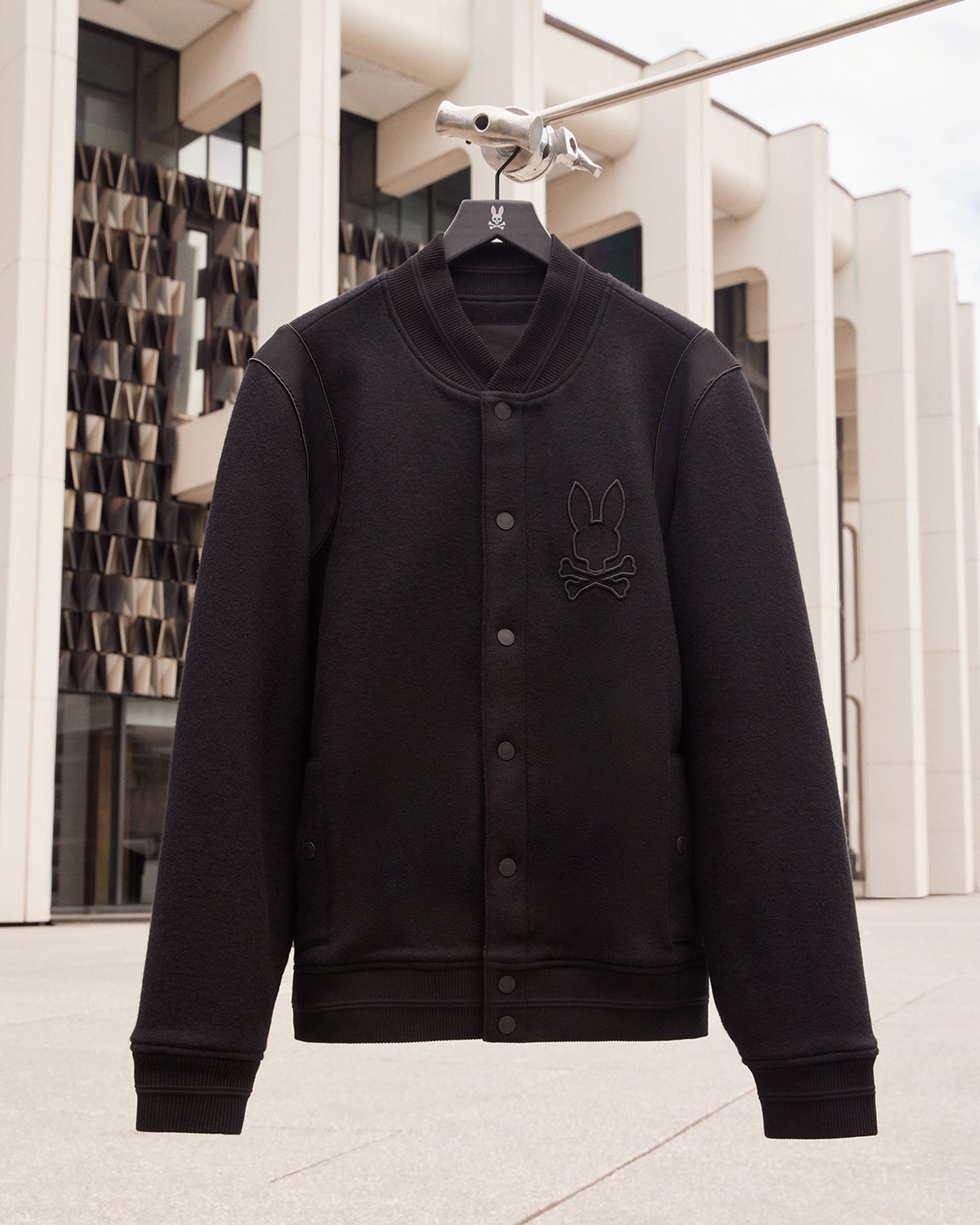 MENS OUTLINE KNIT BOMBER JACKET - B6J457Z1OW