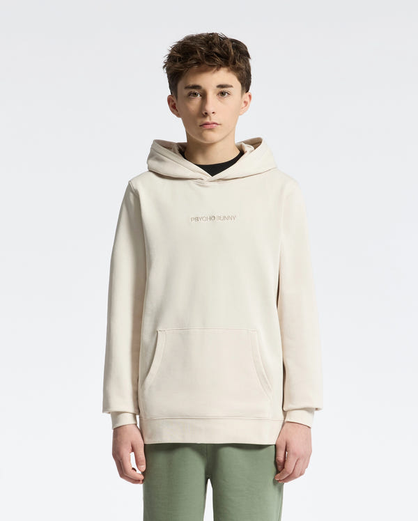 Teen | Kids' Nora Classic French Terry Hoodie in white by Psycho Bunny, featuring a cozy fit, minimalist design, and embroidered logo for a timeless, stylish look.