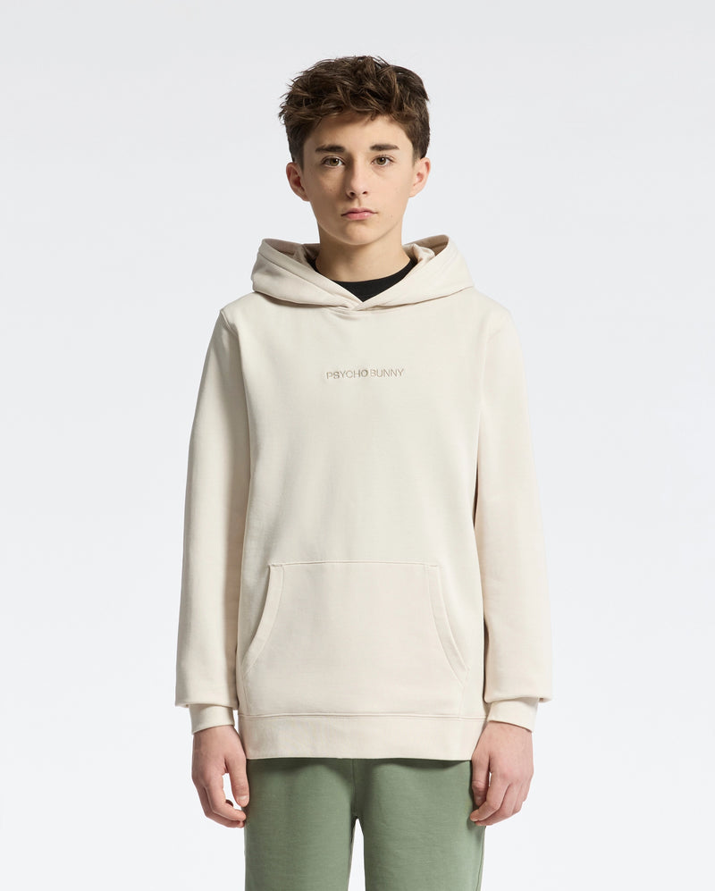 Teen | Kids' Nora Classic French Terry Hoodie in white by Psycho Bunny, featuring a cozy fit, minimalist design, and embroidered logo for a timeless, stylish look.