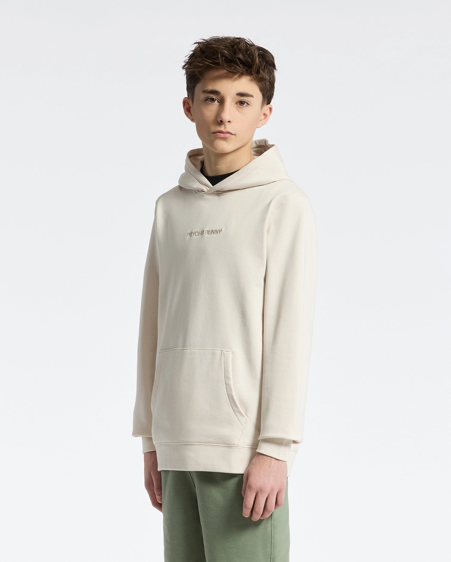 Teen | Kids' Nora Classic French Terry Hoodie in white by Psycho Bunny, featuring a cozy fit, minimalist design, and embroidered logo for a timeless, stylish look.