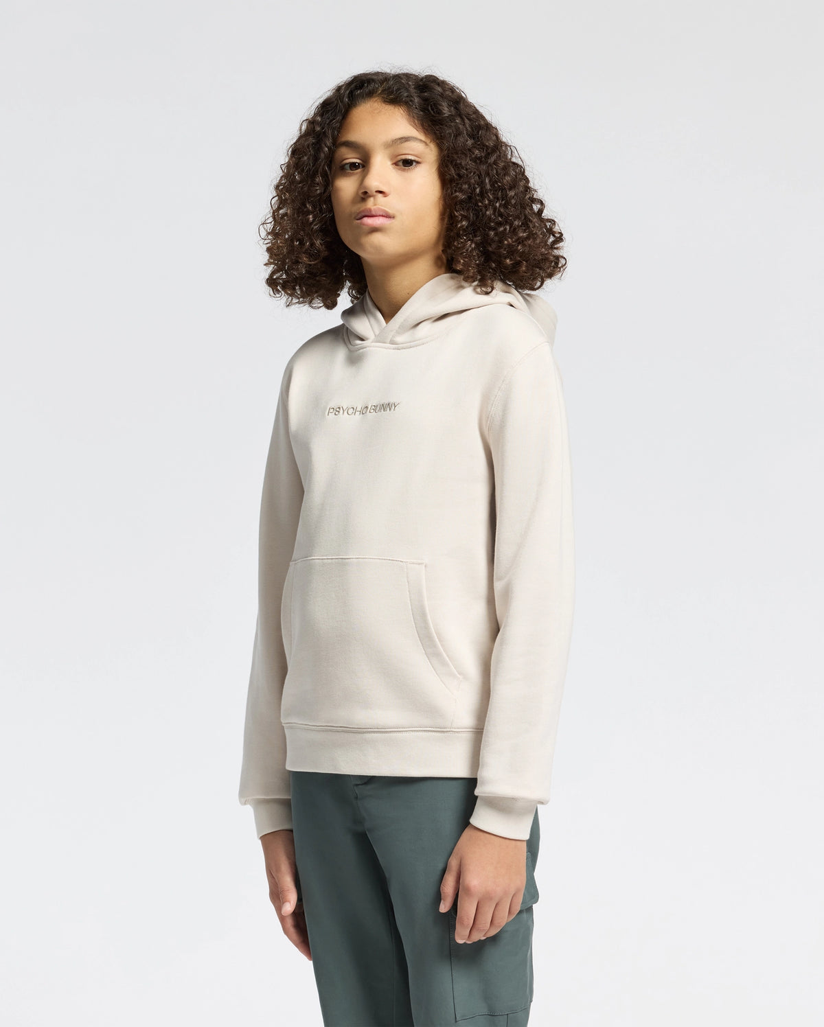 Kids | Kids' Nora Classic French Terry Hoodie in white by Psycho Bunny, featuring a cozy fit, minimalist design, and embroidered logo for a timeless, stylish look.