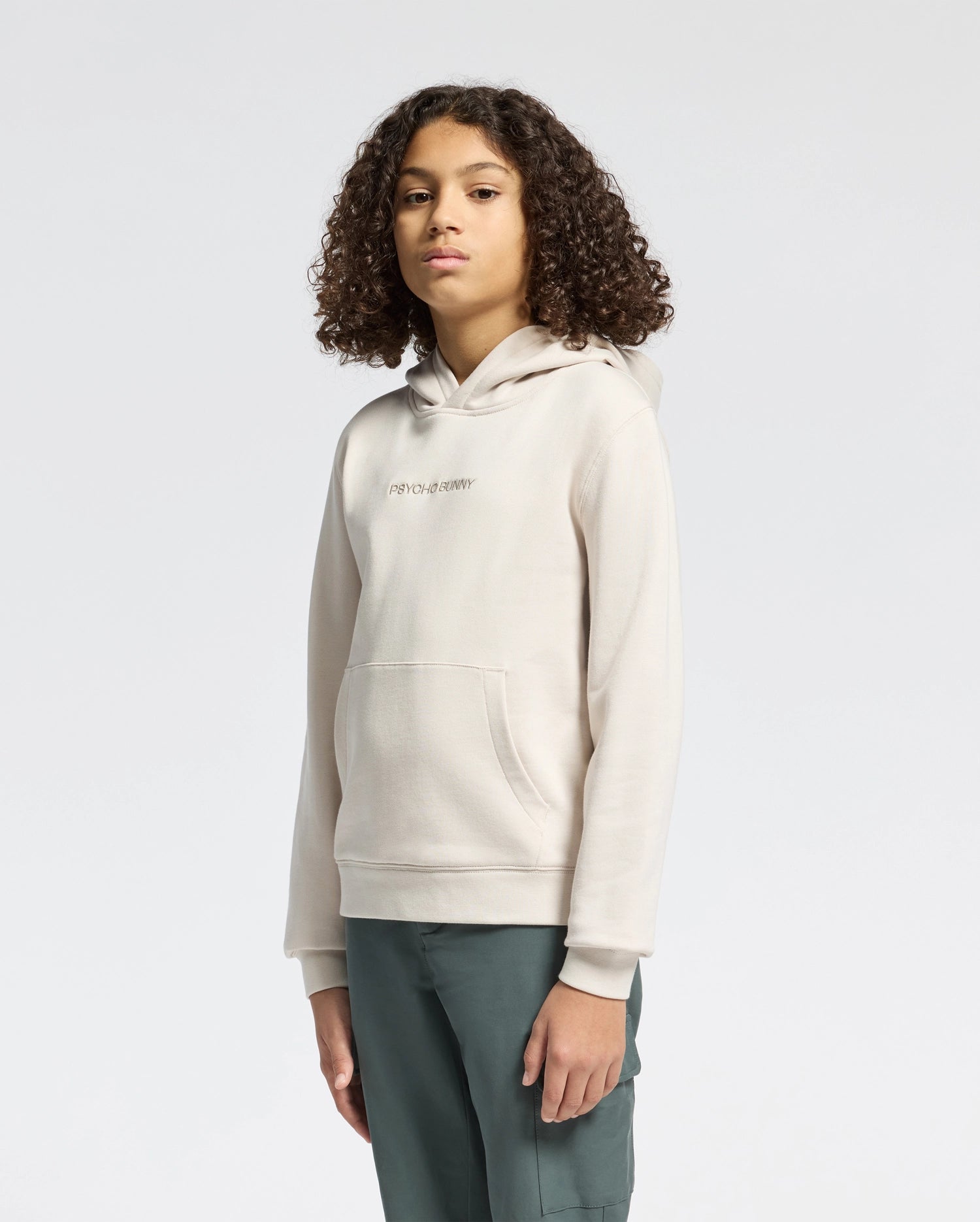 Kids | Kids' Nora Classic French Terry Hoodie in white by Psycho Bunny, featuring a cozy fit, minimalist design, and embroidered logo for a timeless, stylish look.