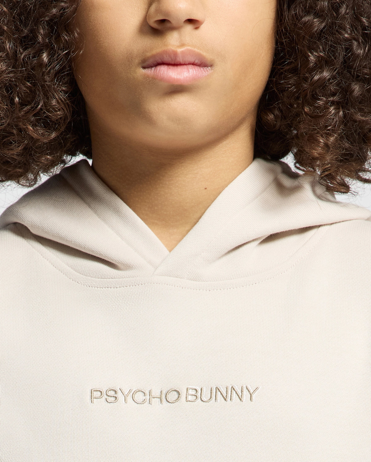 Kids | Kids' Nora Classic French Terry Hoodie in white by Psycho Bunny, featuring a cozy fit, minimalist design, and embroidered logo for a timeless, stylish look.