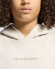 Kids | Kids' Nora Classic French Terry Hoodie in white by Psycho Bunny, featuring a cozy fit, minimalist design, and embroidered logo for a timeless, stylish look.