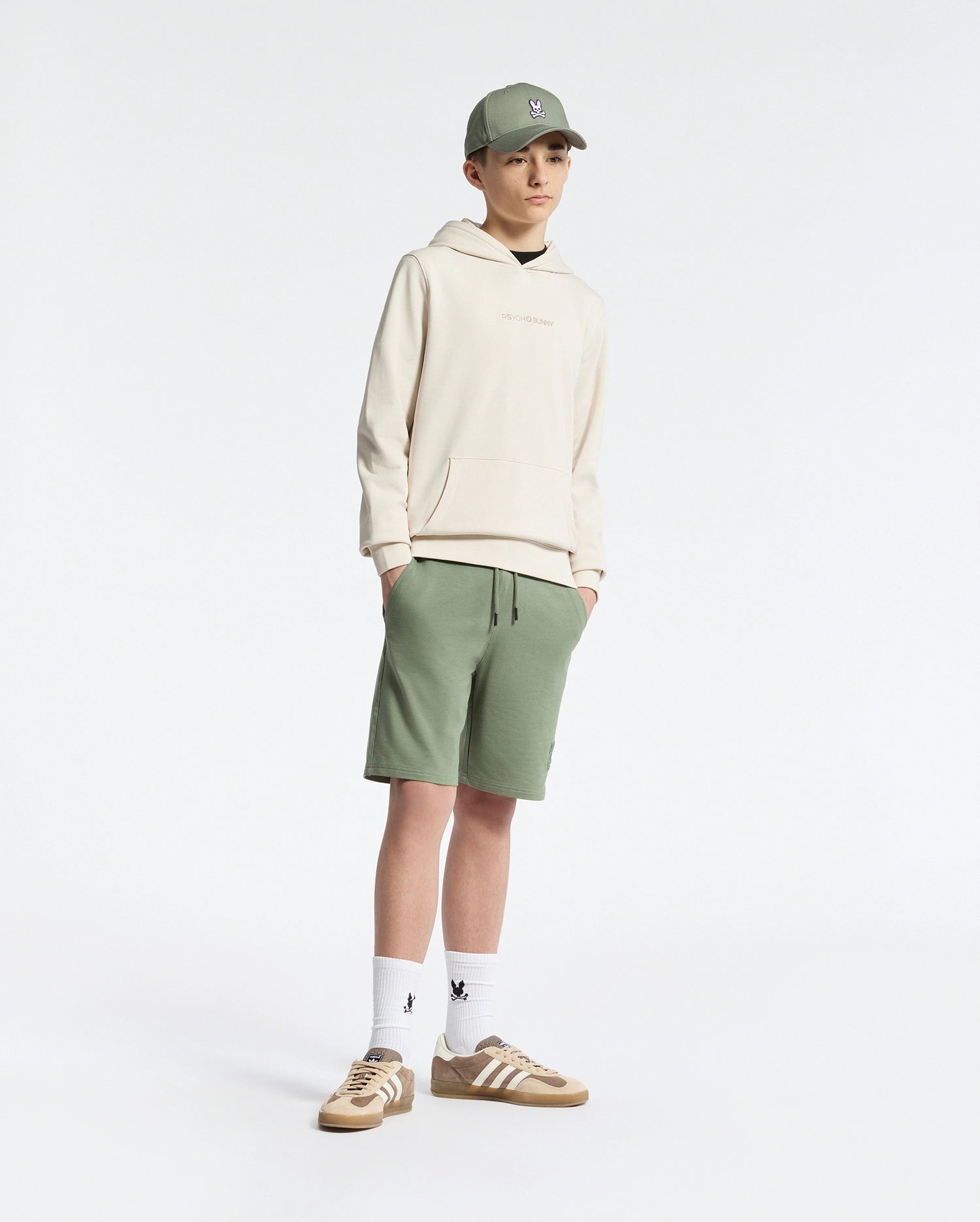 Teen | Kids' Nora Classic French Terry Hoodie in white by Psycho Bunny, featuring a cozy fit, minimalist design, and embroidered logo for a timeless, stylish look.
