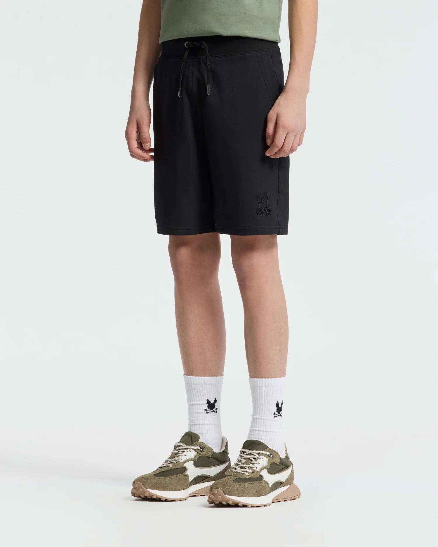 Teen | Kids' Black French terry sweatshorts with a soft feel, elastic waistband, and side pockets for comfort.
