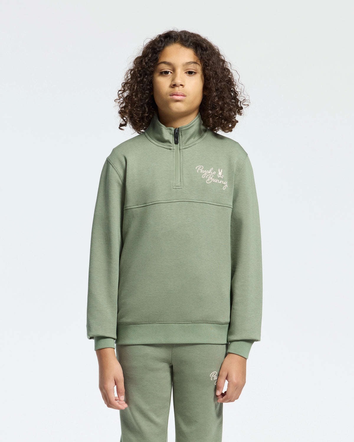 Kids | Kids' Desert 1/4 Mock Zip by Psycho Bunny, featuring a sleek design with an embroidered logo for a modern, stylish look.