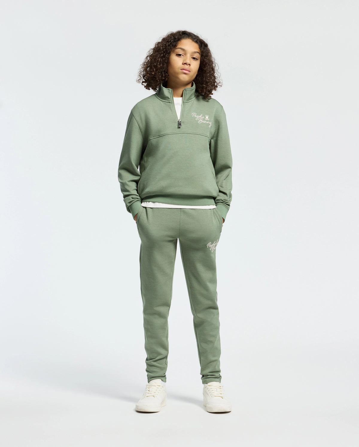 Kids | Kids' Desert 1/4 Mock Zip by Psycho Bunny, featuring a sleek design with an embroidered logo for a modern, stylish look.