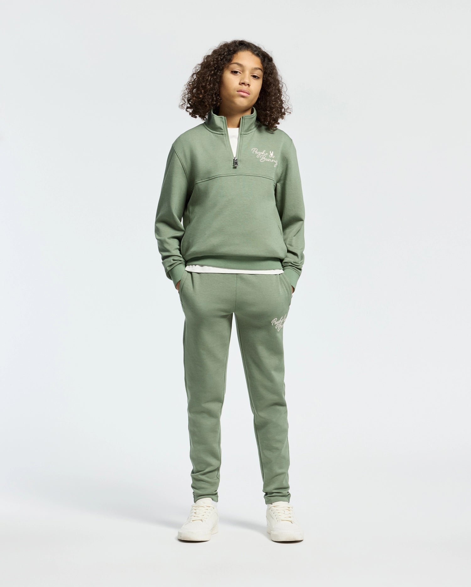 Kids | Kids' Desert 1/4 Mock Zip by Psycho Bunny, featuring a sleek design with an embroidered logo for a modern, stylish look.