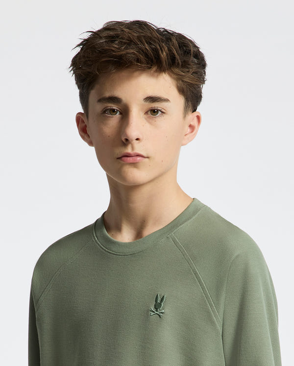 Teen | Kids' Taylor Piqué Long Sleeve Tee by Psycho Bunny, featuring a refined piqué fabric and embroidered logo for a sleek, stylish look.