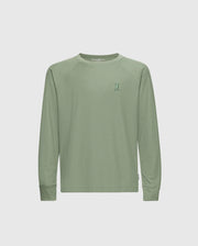 The KIDS TAYLOR PIQUE LONG SLEEVE TEE (B0T580F200) by Psycho Bunny is a pale green crewneck shirt made from soft Pima cotton. It has a small embroidered bunny logo on the left chest, offers a relaxed fit, and is shot against a white background without extra patterns or embellishments.