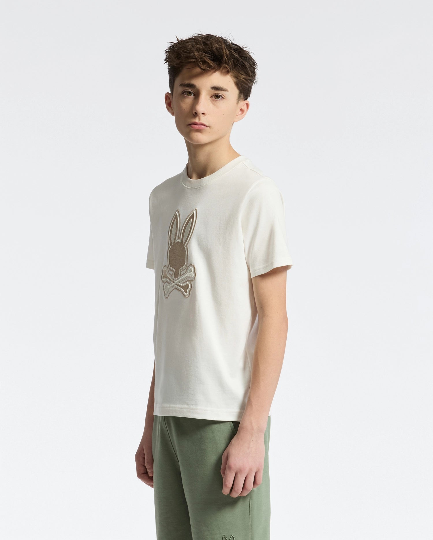 Teen | Kids' New Castle Embroidered Graphic Tee by Psycho Bunny, featuring a bold embroidered logo on soft cotton for a stylish and comfortable fit.