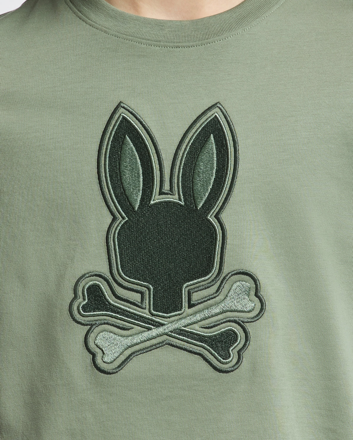 Teen | Kids' New Castle Embroidered Graphic Tee in green by Psycho Bunny, featuring a bold embroidered logo for a stylish, standout look.