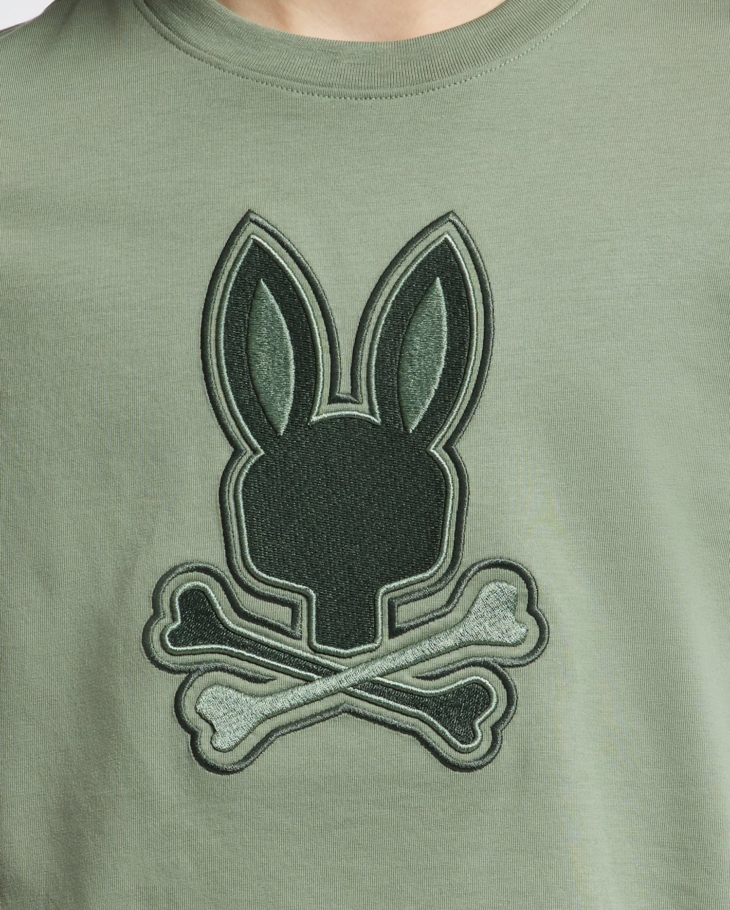 Teen | Kids' New Castle Embroidered Graphic Tee in green by Psycho Bunny, featuring a bold embroidered logo for a stylish, standout look.