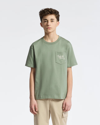 Teen | Kids' Desert Oversized Pocket Tee by Psycho Bunny, featuring a relaxed fit, chest pocket, and embroidered logo for a casual, stylish look.