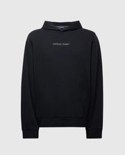The Psycho Bunny MENS NORA CLASSIC FRENCH TERRY WORDMARK HOODIE (B6H434F200) in black, made from soft French terry with a front pocket and embroidered "PSYCHO BUNNY" logo on the chest, is shown against a light gray background.