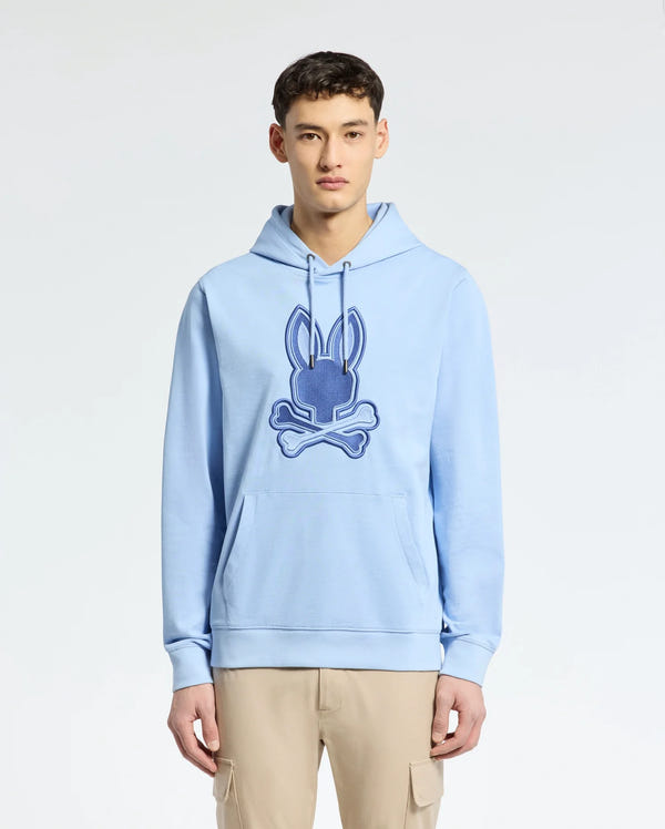 Mens Blue New Castle Embroidered French Terry Hoodie | Psycho Bunny