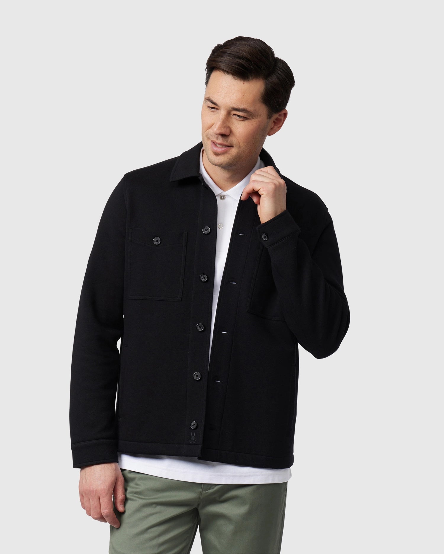 Black button up jacket men's discount