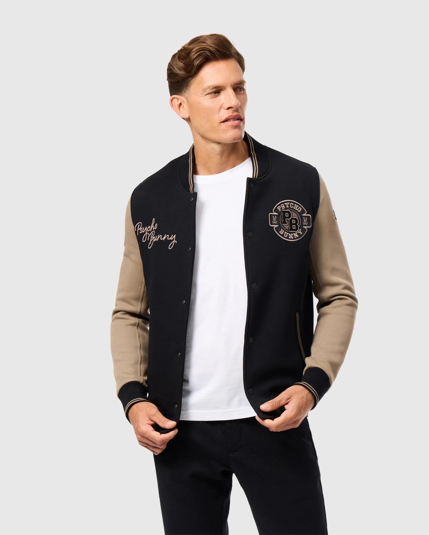 Black varsity jacket mens deals