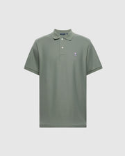 The Psycho Bunny MENS CLASSIC PIQUE POLO SHIRT - B6K001B200, in green Pima cotton, features a small embroidered Bunny logo on the left chest. It has a classic collar and a two-button placket for a timeless style.