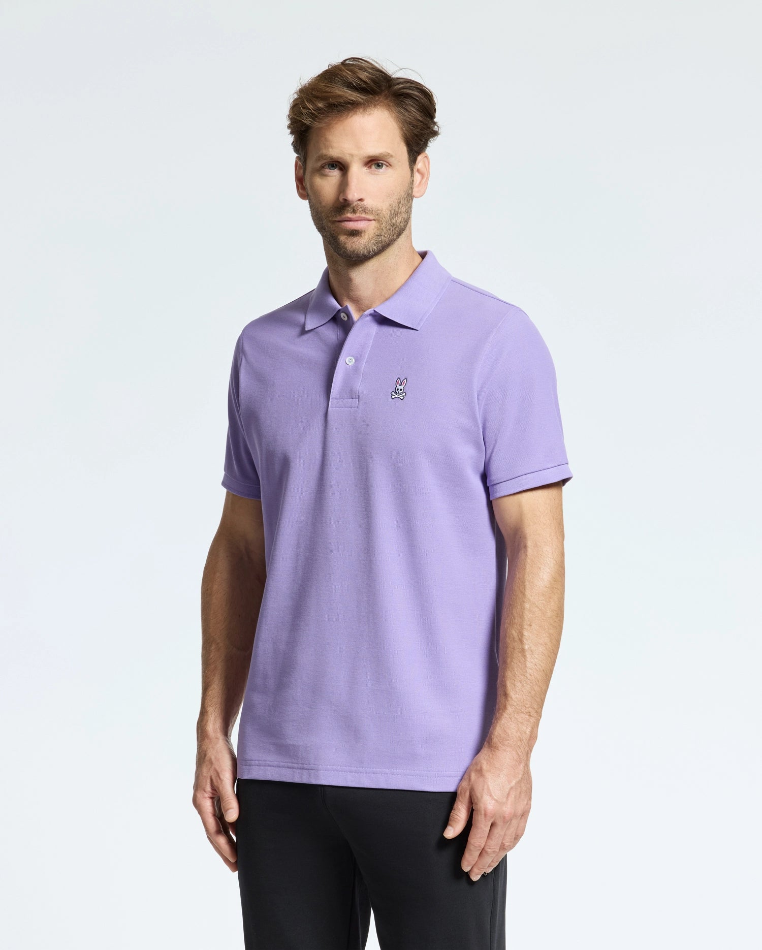 MENS PURPLE CLASSIC PIQUE POLO PSYCHO BUNNY 531 LAVENDER PURPLE M